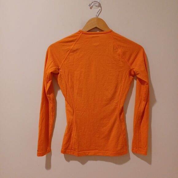 Icebreaker Oasis Shirt Women's Merino Wool 200 Long Sleeve Orange Crew XS * Hole - Picture 4 of 9